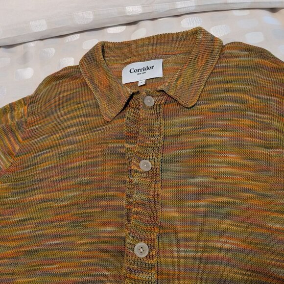 CORRIDOR NYC men's multicolor cotton knit short sleeve shirt, size L:  NEW!! - Picture 3 of 11